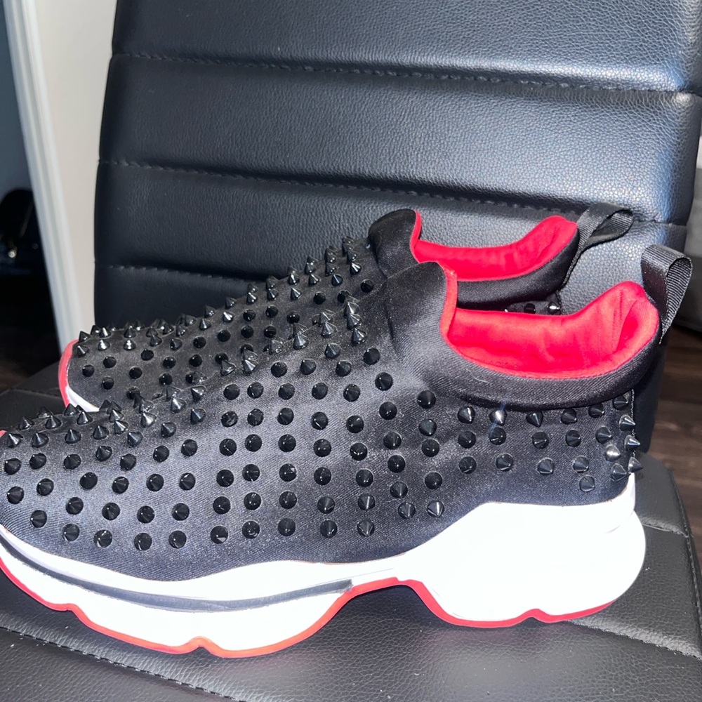 Black and Red Spiked Sneakers
